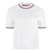 Thom Browne Randig bomull crew-neck T-shirt White, Dam