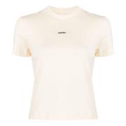 Jacquemus Minimalistisk Stretch Bomull T-shirt Beige, Dam