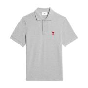 Ami Paris Broderad Logopolo - Klassisk Stil för Män Gray, Herr