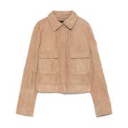 Peuterey Beige Jacka med Logo Patch Beige, Dam