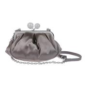 Max Mara Weekend Satin Silk Clutchväska med Strass Gray, Dam