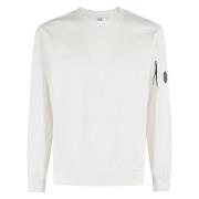 C.P. Company Mysig Fleece Crew Neck Sweatshirt White, Herr