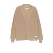 MM6 Maison Margiela Sliten V-ringad Kofta i Sand Beige, Herr