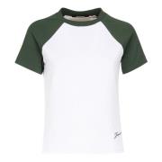 Jacquemus Kontrastig Baseball T-shirt Vit Grön White, Dam