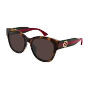 Gucci Runda Cat-Eye Solglasögon med Webbdetalj Brown, Dam