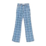 Vivienne Westwood Blå Logo Print Denim Jeans Blue, Dam