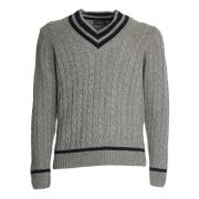 Zanone V-Neck Merino Wool Sweater Grigio Gray, Herr