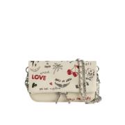 Zadig & Voltaire Love Tag Texturerad Läder Clutch Väska Beige, Dam