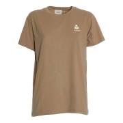 Isabel Marant Beige Logo T-shirt Aw24 Beige, Dam