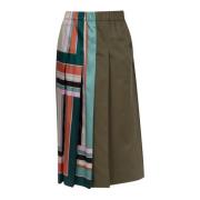 Max Mara Weekend Veckad Gabardin Kjol med Satininsats Multicolor, Dam