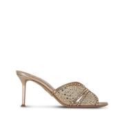 Aquazzura Blank Guld Vinyl Sandaler Beige, Dam