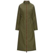 K-Way Eco Fur Trench Coat Green, Dam