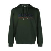 Sun68 Logotyp Broderad Hoodie för Män Green, Herr