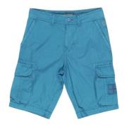 Napapijri Turkosa Bomullsshorts med Flera Fickor Blue, Herr