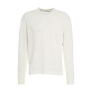 Paolo Pecora Vit Crew Neck Sweater Stickat White, Herr