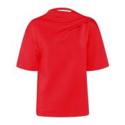 InWear Draped Shoulder T-Shirt Scarlet Red, Dam