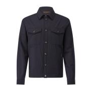 Moorer Klassisk Overshirt med Funktionella Detaljer Blue, Herr