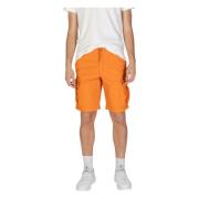 Napapijri Orange Bomull Dragkedja Shorts Höst/Vinter Orange, Herr