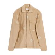 Soulland Broderad Corduroy Overshirt Beige, Herr