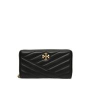 Tory Burch Svart läderplånbok med Chevron Quilting Black, Dam