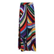 Emilio Pucci Sidens Twill Byxor i Viola Rosso Multicolor, Dam