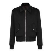 Balmain Bomberjacka i bomull med vintage logo Black, Herr