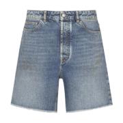 Palm Angels Krökt Logotyp Denim Shorts Must Buy Blue, Herr