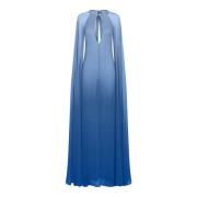 Tom Ford Blå Gradient Siden Cape Klänning Blue, Dam