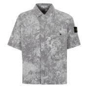 Stone Island Grå Overshirt Kort Ärm Dragkedja Fram Gray, Herr