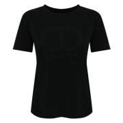 Twinset Svart Bomull T-shirt Polo Broderad Logotyp Black, Dam