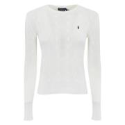 Polo Ralph Lauren Vit Kabelstickad Tröja White, Dam