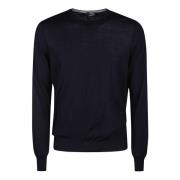 Barba Napoli Ull Crew Neck Sweater Blue, Herr