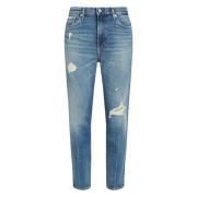 Calvin Klein Blå Mom Fit Tapered Leg Jeans Blue, Dam