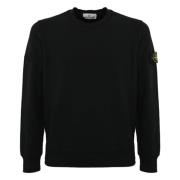 Stone Island Svart Ekologisk Bomull Tröja Logo Black, Herr