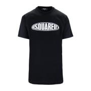 Dsquared2 Herr Slip-On T-shirt med Kontrasttryck Black, Herr