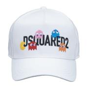 Dsquared2 Pac-Man Style Baseball Cap Fibbia White, Unisex