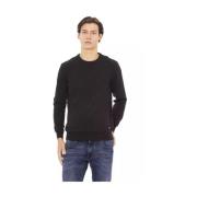 Baldinini Elegant Ull Crewneck Trja fr Mn Black, Herr