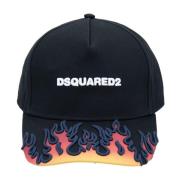 Dsquared2 Flamdetalj Baseball Cap Fibbia Black, Unisex