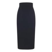 Victoria Beckham Svart Midi Kjol Aw24 Black, Dam