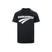 Dsquared2 Svart Oversized Ribbstickad Krage T-shirt Black, Herr