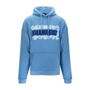 Dsquared2 Hoodie med Logotyptryck Blue, Herr