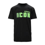 Dsquared2 Herr Icon Print Bomull T-shirt Black, Herr