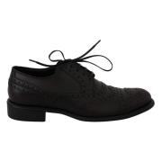 Dolce & Gabbana Elegant Bordeaux Wingtip Derby Skor Black, Herr