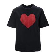 Dsquared2 Rött Hjärttryck Bomull T-shirt Black, Dam