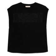 Twinset Spetsinsats T-shirt Black, Dam