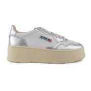 Autry Vit/Silver Medalist Plattform Läder Sneakers White, Dam