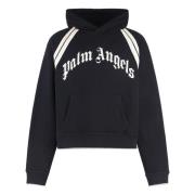 Palm Angels Räfflad bomullshoodie med polyesterblandning Black, Herr