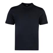 Ermenegildo Zegna Silke Bomull Crew-neck T-shirt med Sidslitsar Blue, ...