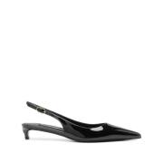 Dolce & Gabbana Svarta Slingback Pumps i Lackläder med Låg Klack Black...