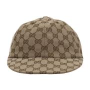 Gucci Logo Baseball Cap Svart Bomull Beige, Unisex